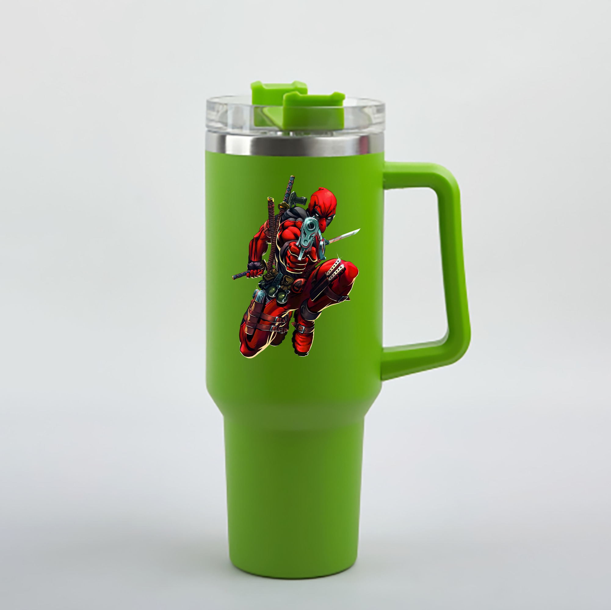 （画像用） Deadpool デッドプール 1200mL車用タンブラー - クリスタルステッカー（プラスチックストロー付き）